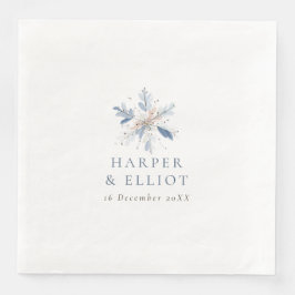 Guardanapo De Papel De Jantar Modern Blue Snowflake Winter Wedding
