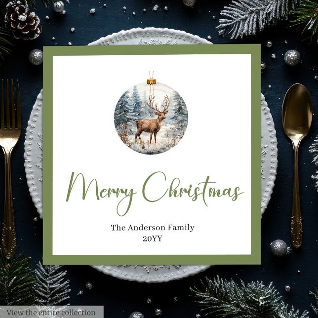 Guardanapo De Papel De Jantar Modern Boho Christmas Scene Botanical Dinner (Modern Boho Christmas Scene Botanical Dinner Napkins)