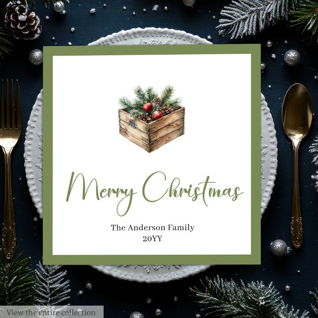 Guardanapo De Papel De Jantar Modern Boho Christmas Tree Botanical Party Napkins (Modern Boho Christmas Tree Botanical Party Napkins)