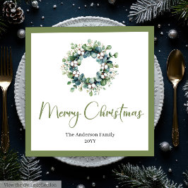 Guardanapo De Papel De Jantar Modern Chic Boho Christmas Wreath in Neutral Tones