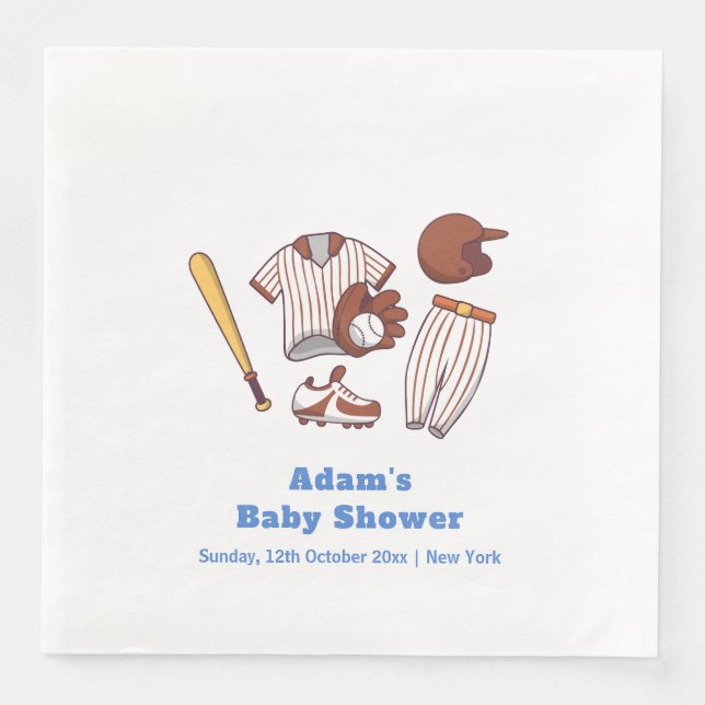 Guardanapo De Papel De Jantar Modern Little Slugger Baseball Sport Baby Shower  (Frente)
