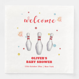 Guardanapo De Papel De Jantar Modern Strike Up Bowling Baby Shower Welcome