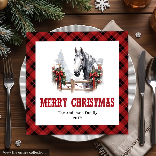 Guardanapo De Papel De Jantar Modern Western Tartan Christmas Paper Napkins (Modern Western Tartan Christmas Paper Napkins)