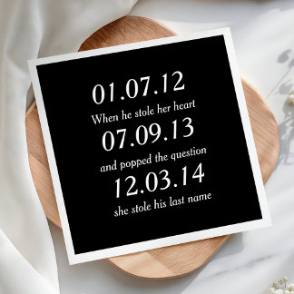 Guardanapo De Papel De Jantar Momentos Românticos Datas Personalizadas Casamento