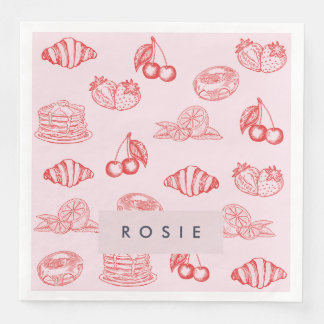 Guardanapo De Papel De Jantar Monograma personalizado encantador Girly Cherry St