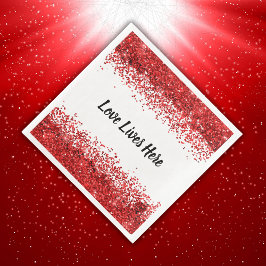 Guardanapo De Papel De Jantar Monograma - Texto preto em branco com brilho verme