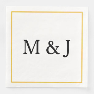 Guardanapo De Papel De Jantar Monogramas Dourado Nome Personalizado Moderno
