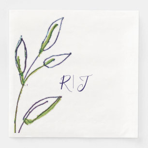 Guardanapo De Papel De Jantar Monogramas Sage Green deixa Marinho casamento de