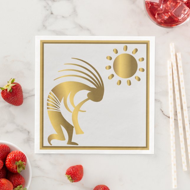 Guardanapo De Papel De Jantar Música Sudoeste Dourado Kokopelli Napkins (Insitu)
