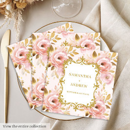 Guardanapo De Papel De Jantar Na moda Blush Dourado Festa de casamento Napkins