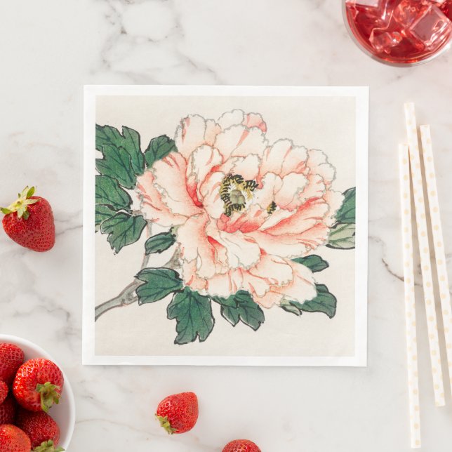 GUARDANAPO DE PAPEL DE JANTAR NAPKINS PERSONALIZÁVEIS IMPRESSOS COM FLOR JAPONÊS (Insitu)