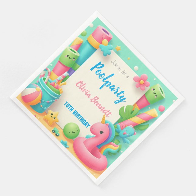 Guardanapo De Papel De Jantar Natação de Aniversário do Partido da Piscina Editá (Canto)