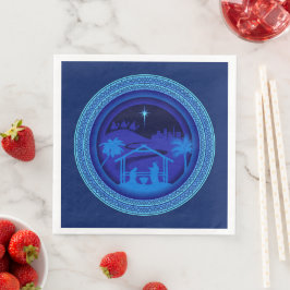 Guardanapo De Papel De Jantar Natal Azul de Combinação