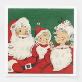 Guardanapo De Papel De Jantar Natal da família de Papais noeis Vintage