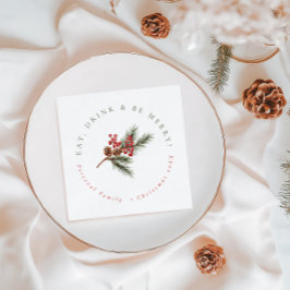 Guardanapo De Papel De Jantar Natal da família Modern Pine Branch & Berries