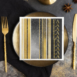 Guardanapo De Papel De Jantar Natal Dourado preto Fa La Pattern#27 ID1009