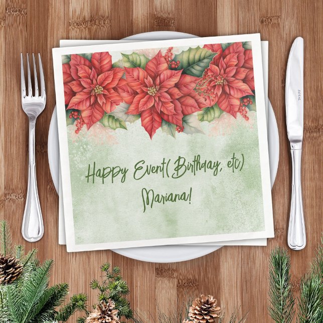 Guardanapo De Papel De Jantar Natal Poinsettia Partido Floral Napkins (Criador carregado)