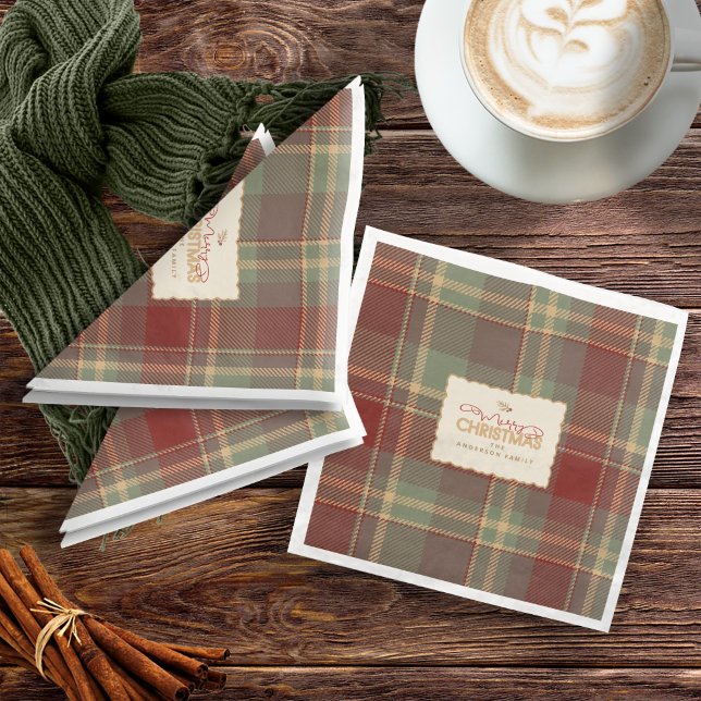 Guardanapo De Papel De Jantar Natal Tartan Brick Red Green ID1141A (Criador carregado)