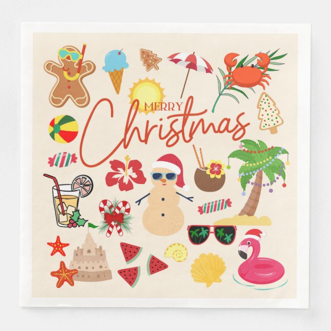 Guardanapo De Papel De Jantar Natal tropical (Frente)