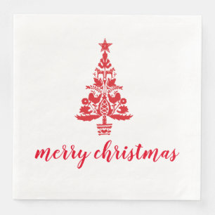 Guardanapo De Papel De Jantar Natal Vermelho Árvore Escandinávia Feliz Natal