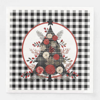 Guardanapo De Papel De Jantar Natal Xadrez Buffalo Preto