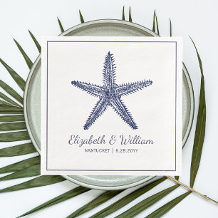 Guardanapo De Papel De Jantar Náutica Praia Casamento Russo Marinho Azul