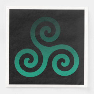 Guardanapo De Papel De Jantar Negra Extravagante Celta Verde Triskele