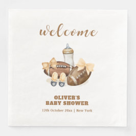 Guardanapo De Papel De Jantar Neutral Touchdown Football Baby Shower Welcome