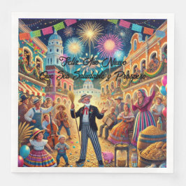 Guardanapo De Papel De Jantar New Year's Eve Celebration El Año Viejo