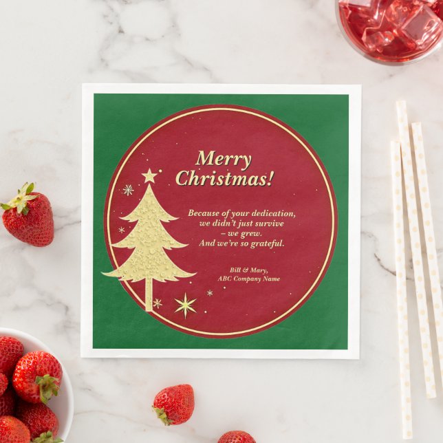 Guardanapo De Papel De Jantar Nome Comercial Mensagem Vermelha, Árvore de Natal  (Insitu)