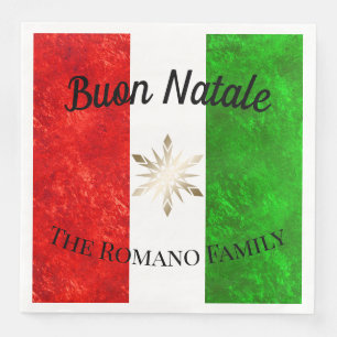 Guardanapo De Papel De Jantar Nome de Família Italiano Bandeira Buon Natale Nata