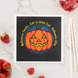 Guardanapo De Papel De Jantar Nome de Halloween Ano 20xx Neon Glow Look Abóbora