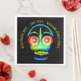 Guardanapo De Papel De Jantar Nome do Dia das Bruxas Ano Neon Parece Azul Brilho