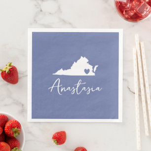 Guardanapo De Papel De Jantar Nome Personalizável do Mapa do Estado da Virgínia