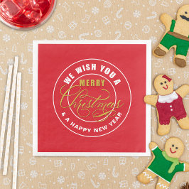 Guardanapo De Papel De Jantar Nós Desejamos um Feliz Natal Vermelho 