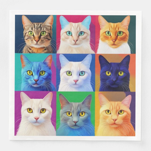 Guardanapo De Papel De Jantar o arco-íris de gatos (Frente)