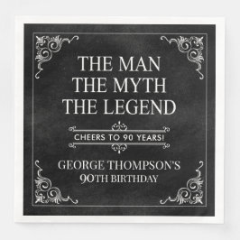 Guardanapo De Papel De Jantar O Homem O Mito A Lenda 90 de Aniversário Negro
