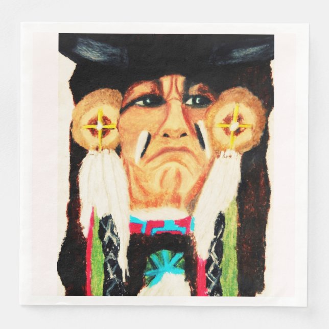 GUARDANAPO DE PAPEL DE JANTAR OBRIGADO AO NATIVO AMERICANO (Frente)