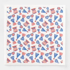 GUARDANAPO DE PAPEL DE JANTAR ÓCULOS DE ÓDIO BRANCO VERMELHO E PATRIÓTICO GRAVAT