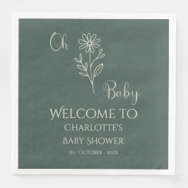 Guardanapo De Papel De Jantar Oh Baby Minimalist Wildflower Baby Shower