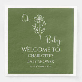 Guardanapo De Papel De Jantar Oh Baby Minimalist Wildflower Baby Shower