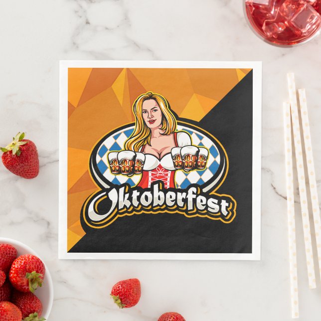 Guardanapo De Papel De Jantar Oktoberfest Beer Caneca de cerveja Woman Serving P (Insitu)