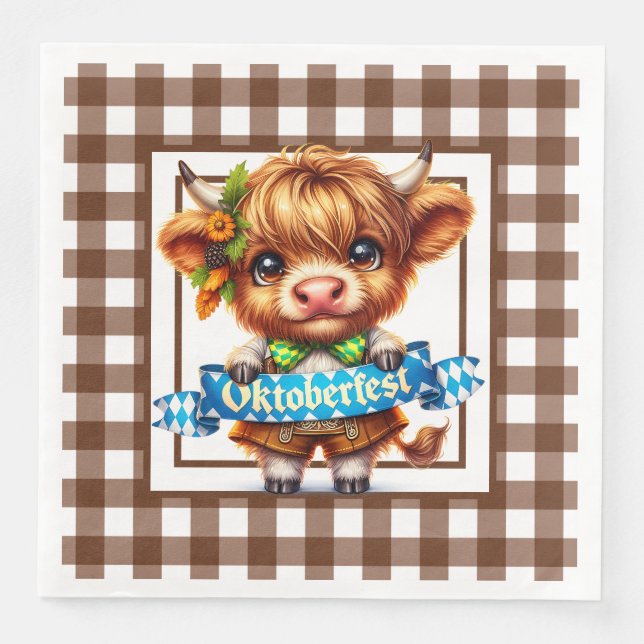 Guardanapo De Papel De Jantar Oktoberfest Highland Cow (Frente)