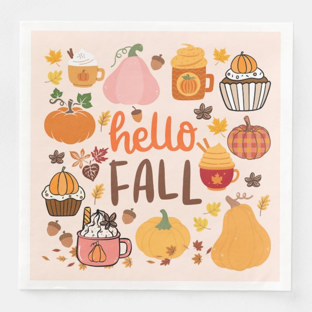Guardanapo De Papel De Jantar Olá Fall Pumpkins (Frente)