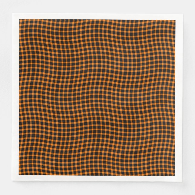 Guardanapo De Papel De Jantar Orange Brown Plaid Checker Seamless Pattern (Frente)