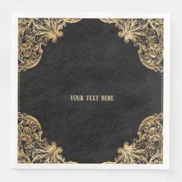 Guardanapo De Papel De Jantar Ornamentado preto dintage Dourado