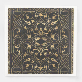 Guardanapo De Papel De Jantar Ornamentado preto dintage Dourado