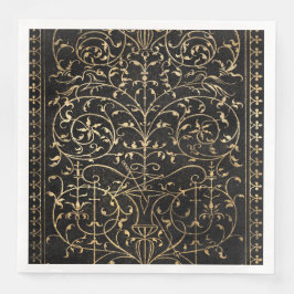 Guardanapo De Papel De Jantar Ornamentado preto dintage Dourado