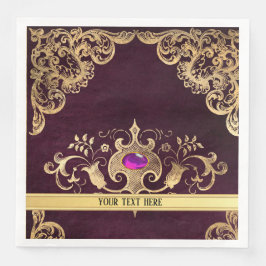 Guardanapo De Papel De Jantar Ornamentado Purple Vintage Dourado