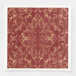 Guardanapo De Papel De Jantar Ornamentado Red Gold Vintage Dourado